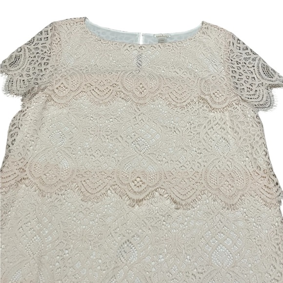 Sundance Julia cream tired lace short sleeve mini dress feminist cottagecore - Picture 4 of 10